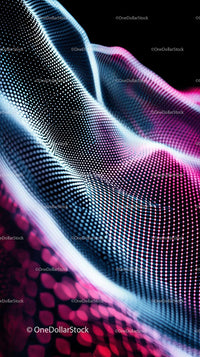 Abstract Digital Wave with Neon Blue and Pink Dots for Futuristic Design