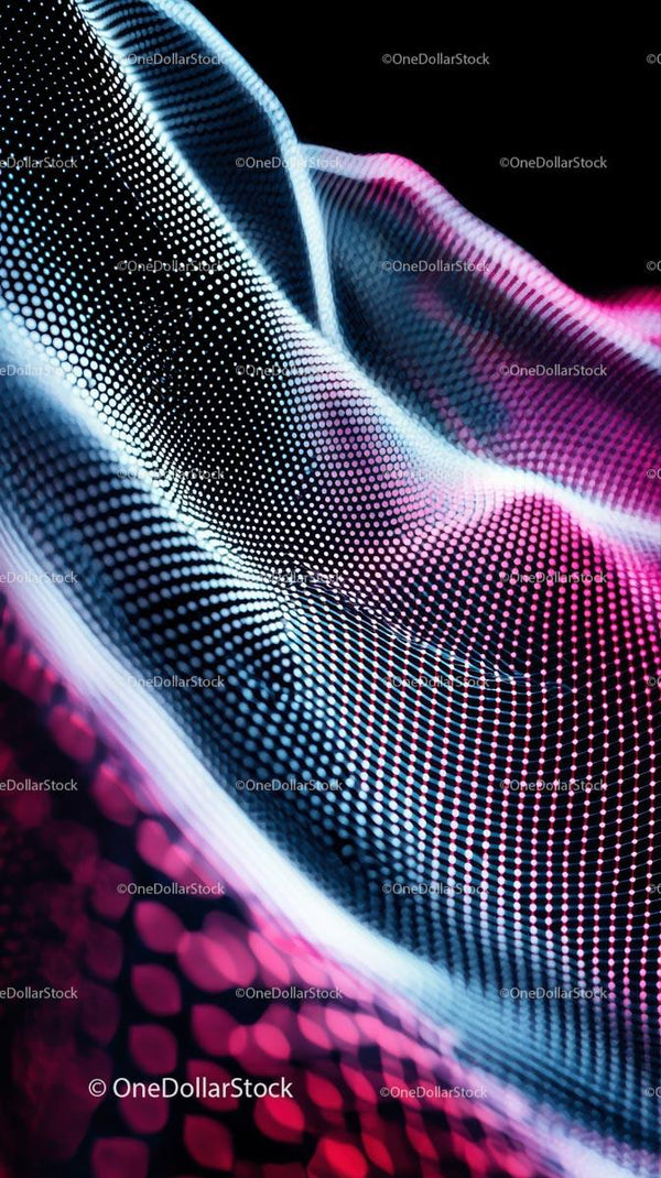 Abstract Digital Wave with Neon Blue and Pink Dots for Futuristic Design