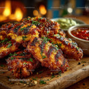 Crispy Chicken Wings with Barbecue Sauce and Green Herbs