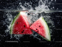 Juicy Watermelon Slices Splashing in Water Underwater Photography