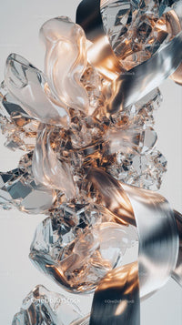 Elegant Glass and Metallic Ribbon Abstract Design