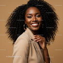 Elegant Black Woman with Curly Hair in Professional Studio Portrait