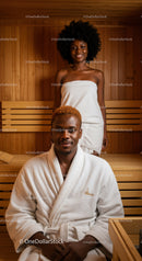 African American Couple Enjoying Relaxing Sauna Spa Experience
