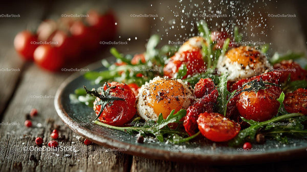 Vibrant Roasted Cherry Tomato and Poached Egg Breakfast Plate