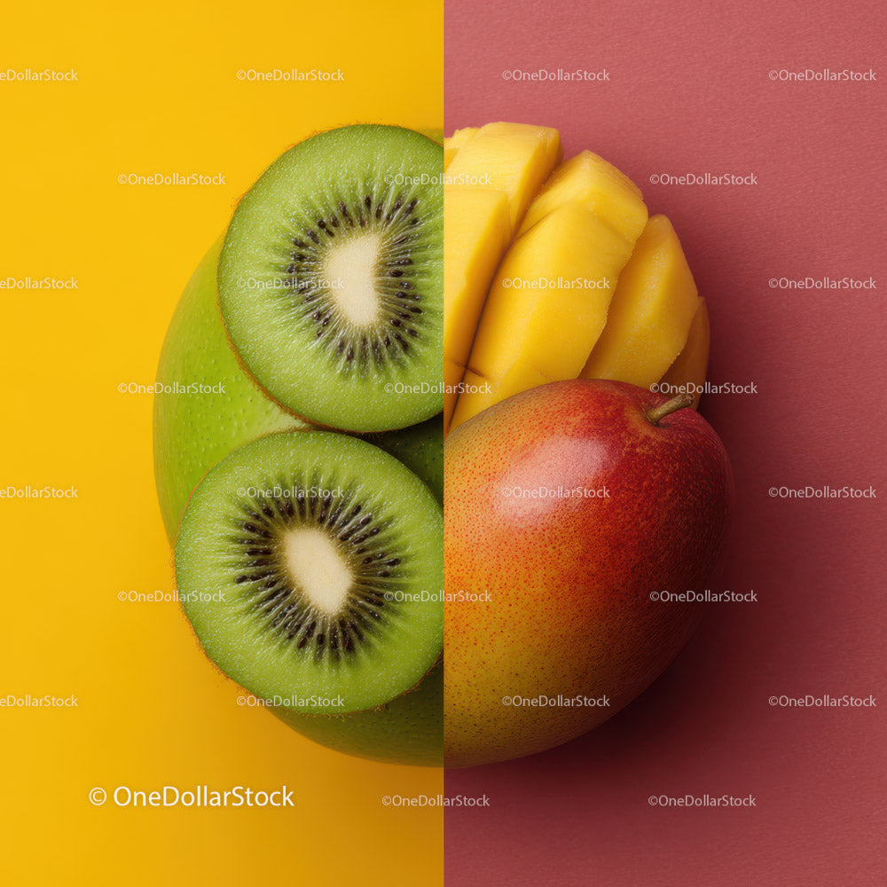 Fresh Sliced Kiwi and Mango with Bright Backgrounds for Food Photography