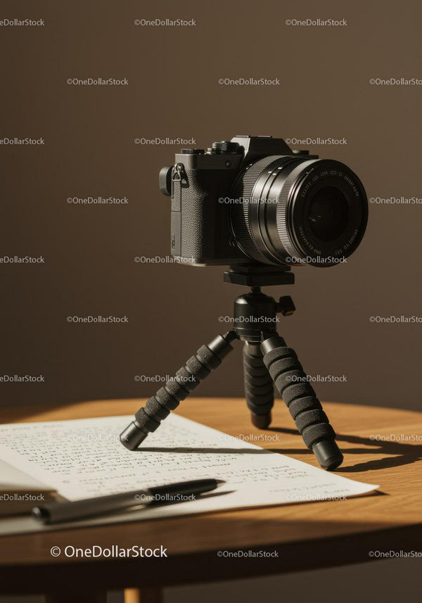 Profesjonalny aparat cyfrowy na statywie do studia fotograficznego