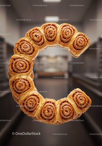 Cinnamon Roll Letter C Made of Fresh Pastries