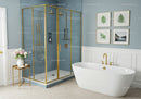 Modern bathroom with gold accents and floral decor