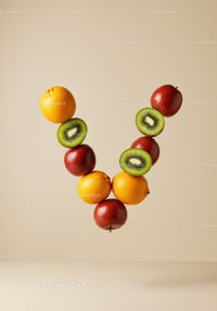 Creative fruit arrangement with apples oranges and kiwis