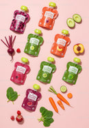 Colorful Healthy Fruit and Vegetable Smoothie Pouches