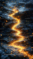 Bioluminescent Sea Algae Creating Glittering Ocean Scene