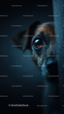 Close-up of a Curious Puppy Peeking from Behind a Wall