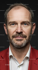 Professional Portrait of Confident Man in Red Blazer and White Shirt