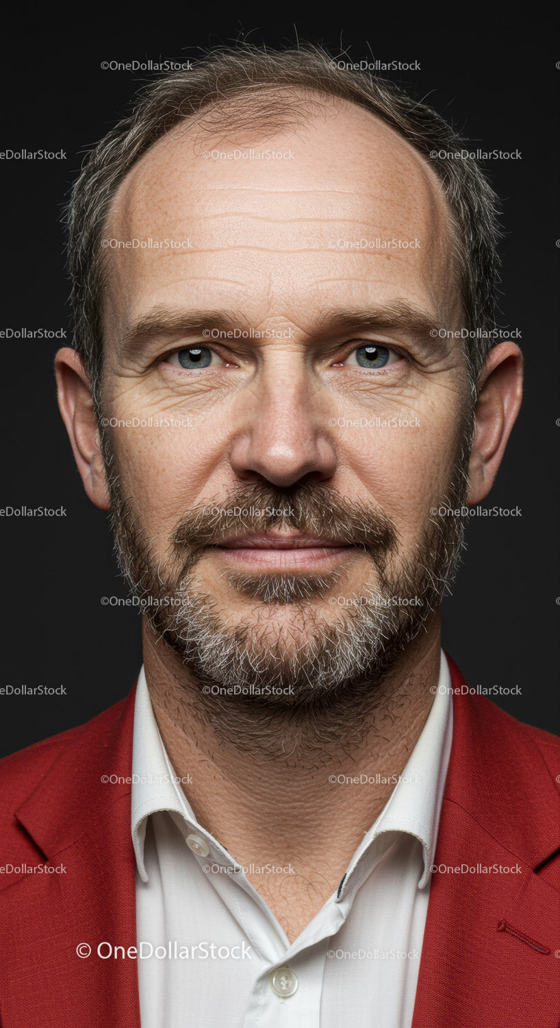 Professional Portrait of Confident Man in Red Blazer and White Shirt