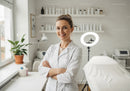 Smiling Female Healthcare Professional in Modern Medical Clinic
