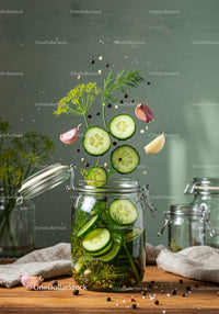 Fresh cucumber and dill preparing for pickle jar