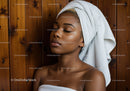 Serene Young Woman Relaxing with Towel Wrap in Spa Setting
