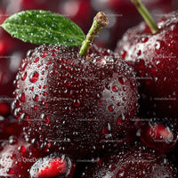 Close-up of Juicy Red Cherries with Water Droplets