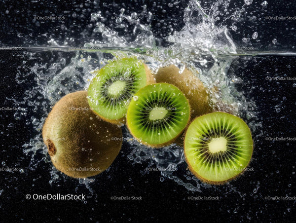Świeże Plastry Kiwi Pluskające się w Wodzie