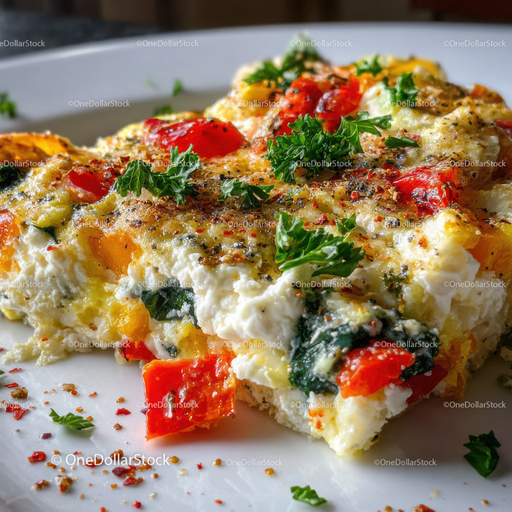 Kolorowa frittata warzywna ze świeżymi ziołami i pomidorkami koktajlowymi