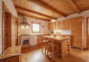 Cozy Rustic Wooden Kitchen with Modern Appliances and Warm Lighting
