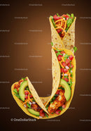 Letter J Shaped Chicken Tacos with Fresh Veggies
