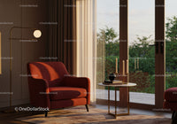Cozy armchair corner by window with soft natural light