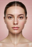 Skincare Before and After Comparison Showing Clear and Acne-Prone Skin