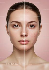 Skincare Before and After Comparison Showing Clear and Acne-Prone Skin