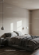 Modern Minimalist Bedroom with Soft Lighting and Neutral Decor