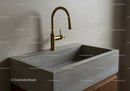 Modern Concrete Sink with Brass Faucet in Contemporary Interior