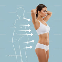 Healthy Female Fitness Model with Body Analysis Diagram