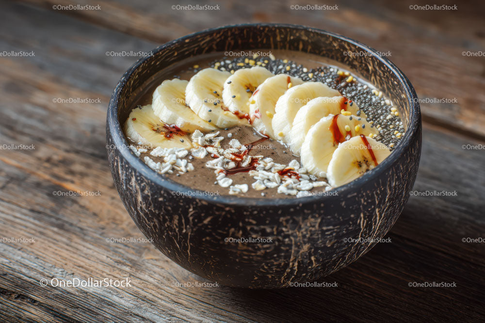 Delicious Vegan Smoothie Bowl with Bananas and Chia Seeds