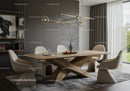 Modern Dining Room with Wooden Table and Contemporary Lighting