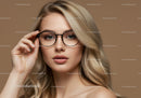 Elegant Female Model Wearing Round Glasses Portrait
