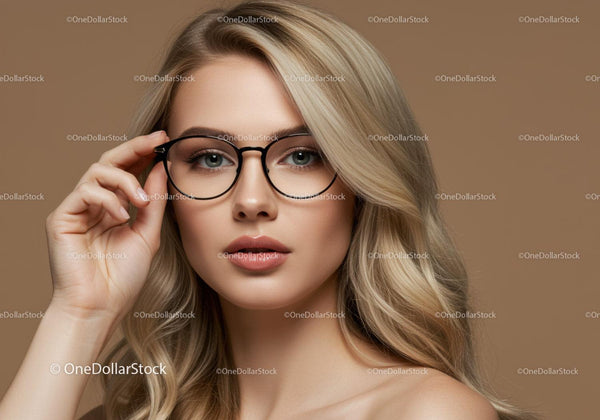 Elegancka Kobieta w Okularach Okrągłych - Portret