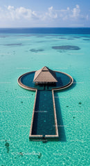 Luxury Overwater Bungalow on Tropical Island with Clear Blue Water