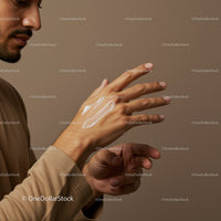Man Applying Sunscreen Lotion on Hand for Skin Protection