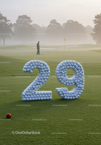 Golf Course Morning with Number Twenty Nine Balls Display