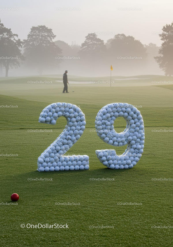 Poranek na polu golfowym z ekspozycją 29 piłek