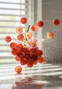 Fresh Red Grapes Splashing in Water Motion Freeze