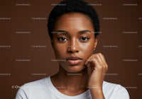 Close-up Portrait of Young African American Woman with Freckles
