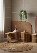Elegant Interior with Wooden Furniture and Indoor Plants in Cozy Home