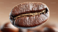 Flying Coffee Beans in Motion on a Dark Background