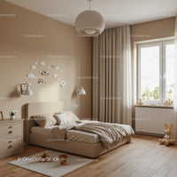 Cozy Children's Bedroom with Beige Walls and Natural Light