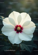 Elegant White Peony Bloom with Vibrant Orange Stamens