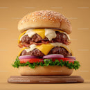 Gourmet Cheeseburger with Cheese Lettuce Tomato Red Onions