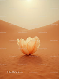 Delicate Flower Petals Blooming in Desert Sand Dunes
