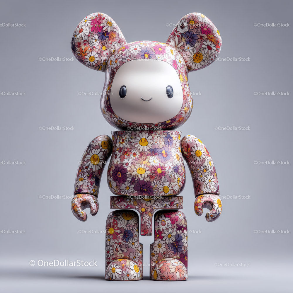 Flower Patterned Teddy Bear Plush Toy for Decoration and Gift