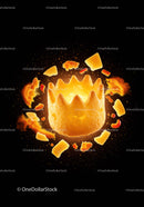 Crispy golden chip crown with flying crumbs and pieces